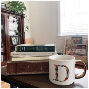 Stack of books with coffee